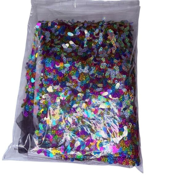 Holographic Teardrop Sequin Fabric Panel 54” x 40” Black Mesh Backdrop - Picture 5 of 7